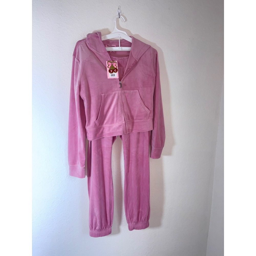 Juicy Couture Velour Tracksuit Large Rose Pink NEW Rhinestone Logo Y2K Set - Picture 6 of 11